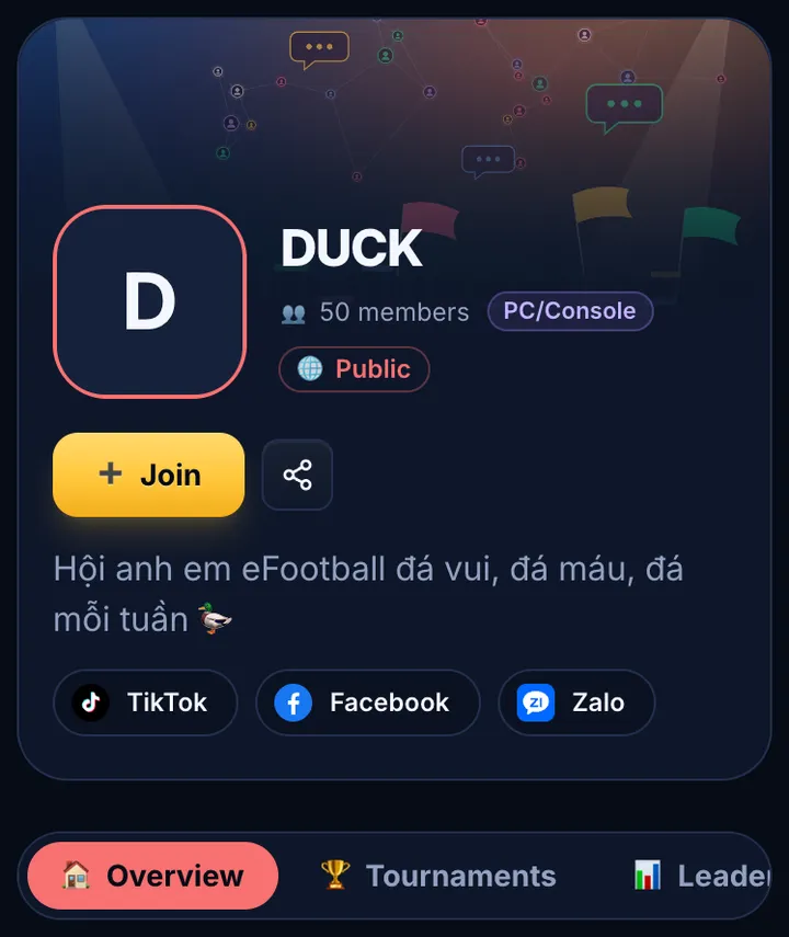 A community's page on CFFCup, on a phone