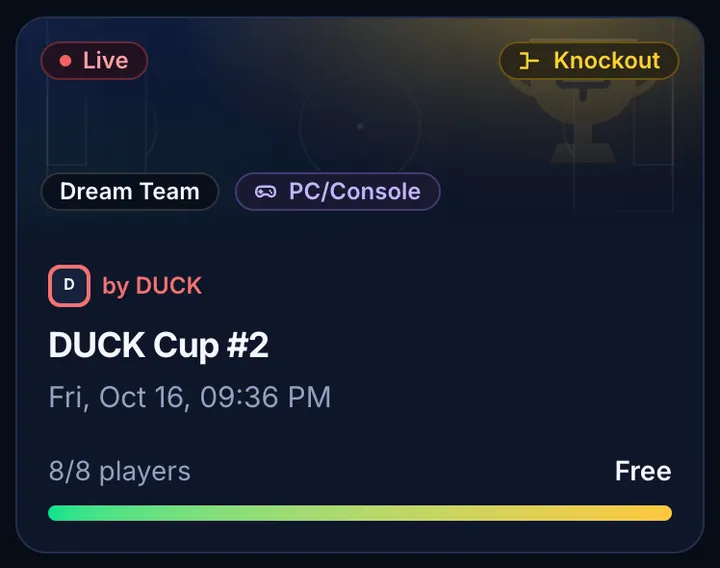 Screenshot: Create tournaments for the community